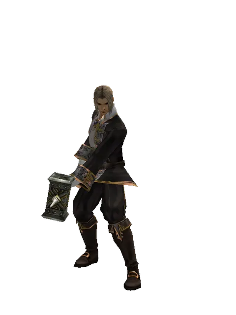 War Pick on a male Human fighter, front view