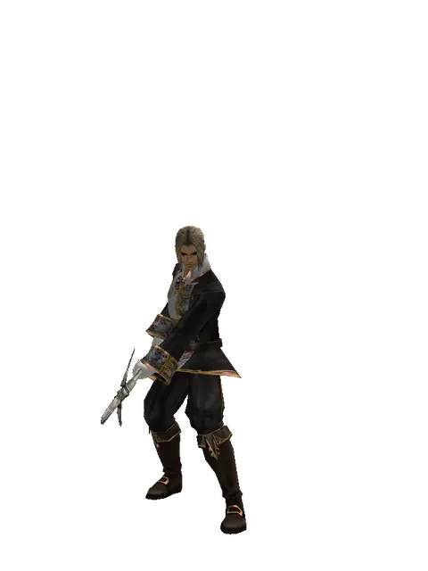 Winged Spear on a male Human fighter, front view