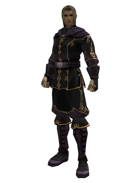 Demon's Set on a male Human fighter, front view