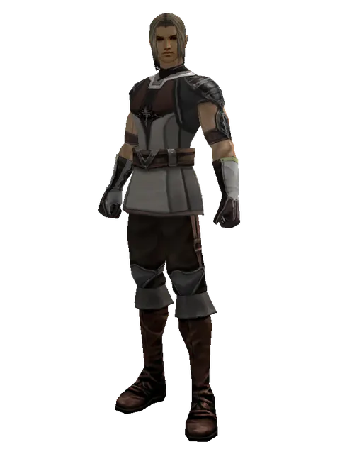 Set of Knowledge on a male Human fighter, front view
