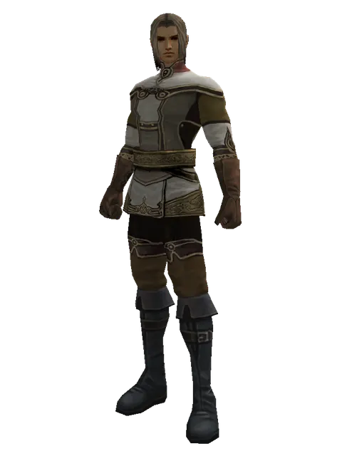White (robe) on a male Human fighter, front view