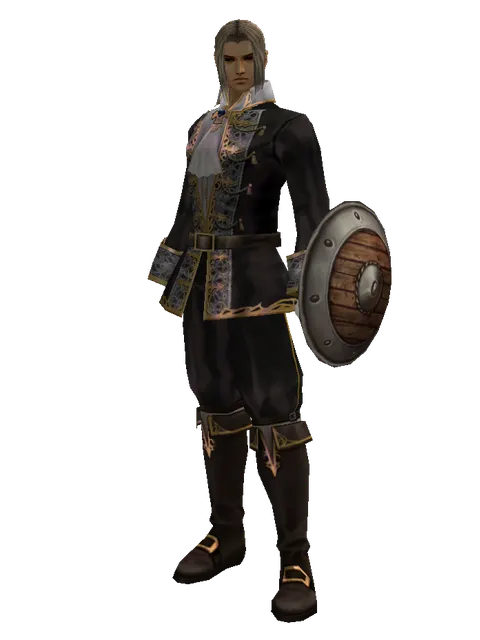 Buckler on a male Human fighter, front view