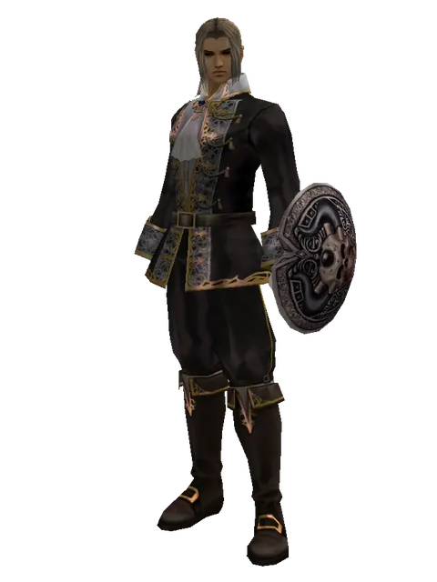 Doom Shield on a male Human fighter, front view
