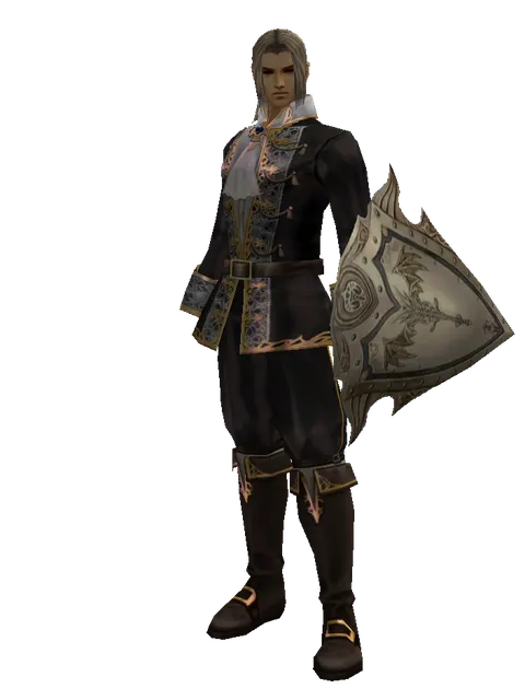 Full Plate Shield on a male Human fighter, front view