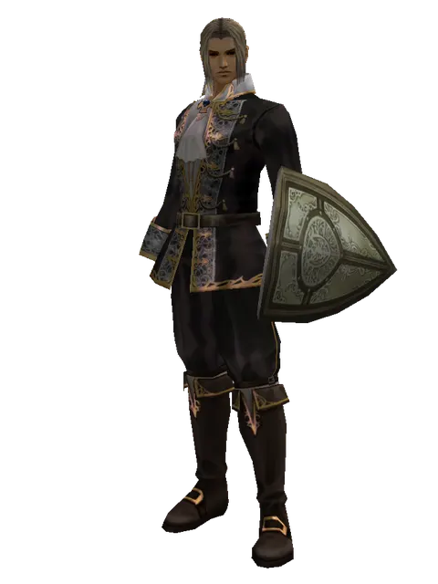 Hoplon on a male Human fighter, front view