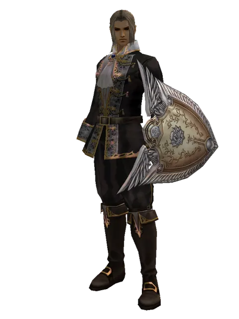 Imperial Crusader Shield on a male Human fighter, front view
