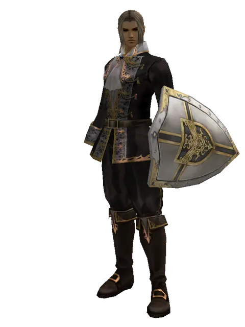Knight's Shield on a male Human fighter, front view