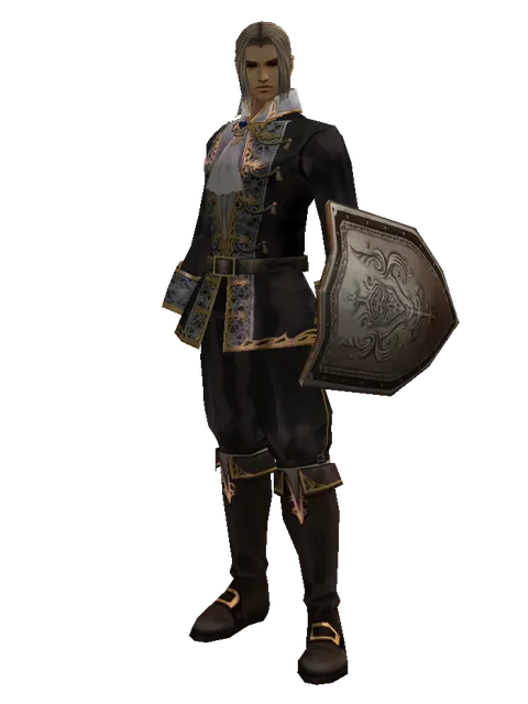 Plate Shield on a male Human fighter, front view