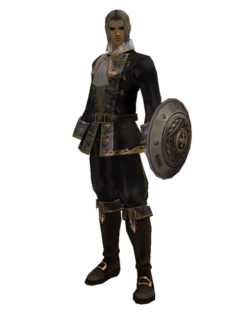 Round Shield on a male Human fighter, front view