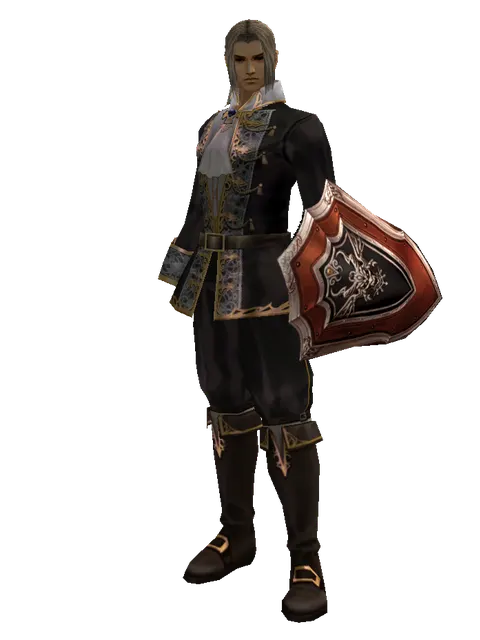 Shield of Nightmare on a male Human fighter, front view