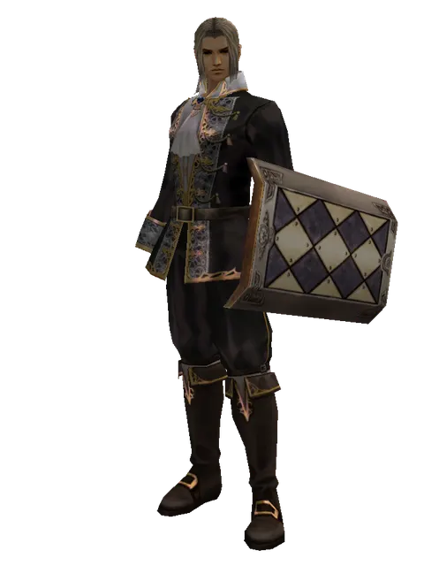 Square Shield on a male Human fighter, front view