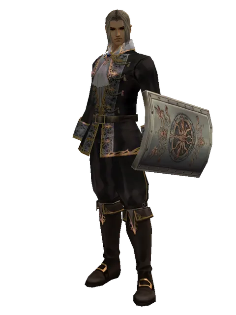 Tower Shield on a male Human fighter, front view
