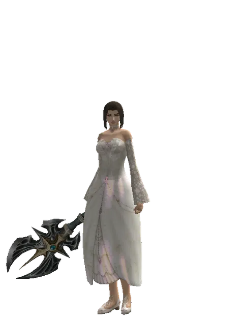 Barakiel's Axe on a female Human mystic, front view