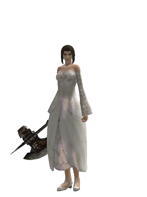 Battle Axe on a female Human mystic, front view