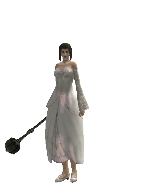 Flanged Mace on a female Human mystic, front view