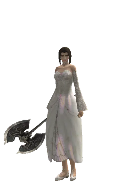 Heavy War Axe on a female Human mystic, front view