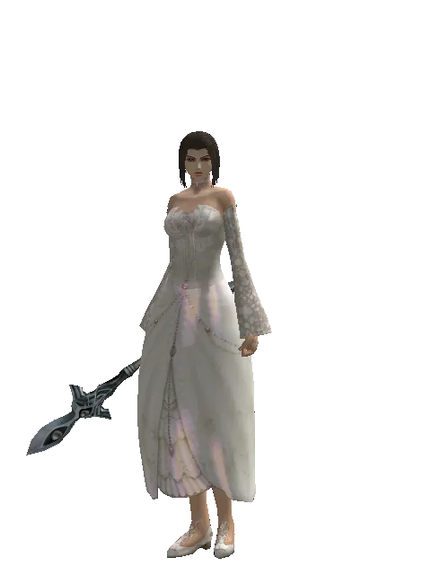 Priest Mace on a female Human mystic, front view
