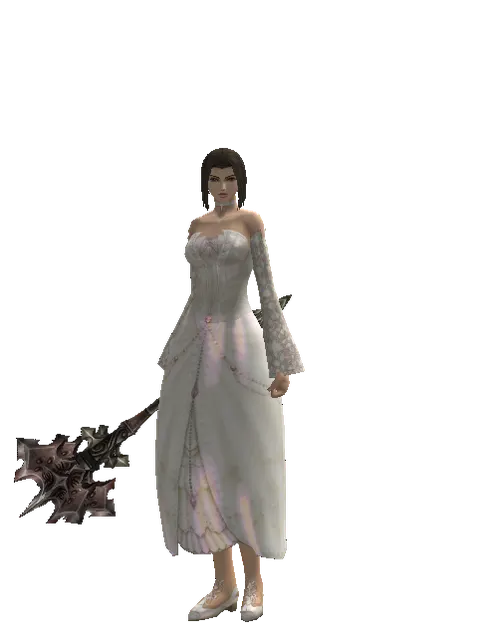 Silver Axe on a female Human mystic, front view