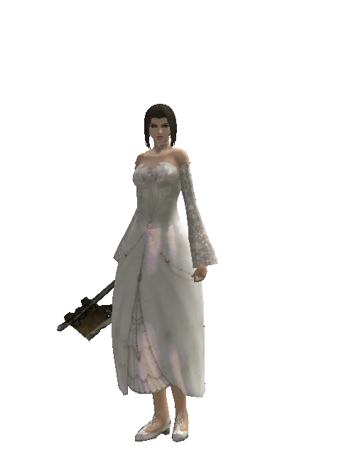 Tomahawk on a female Human mystic, front view