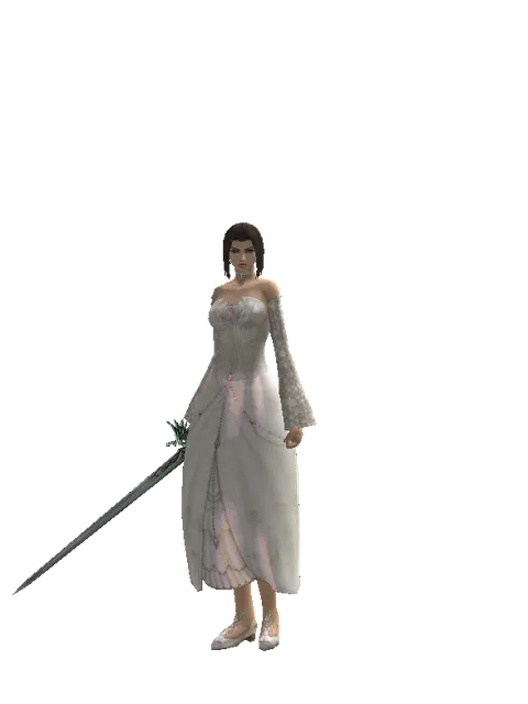 Elven Long Sword on a female Human mystic, front view