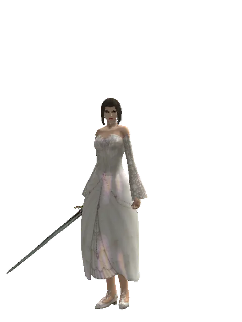 Elven Sword on a female Human mystic, front view