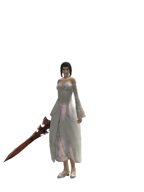Homunkulus's Sword on a female Human mystic, front view