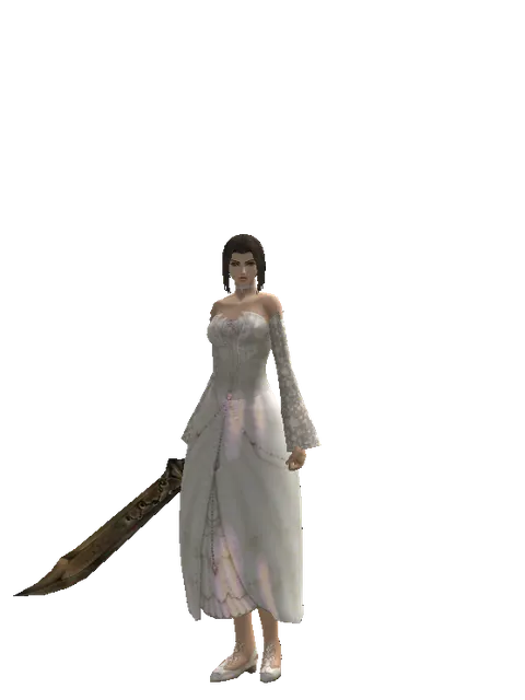 Improved Falchion on a female Human mystic, front view