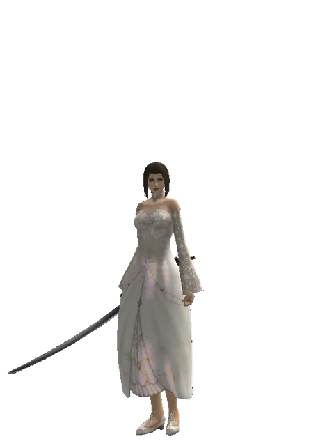 Katana on a female Human mystic, front view
