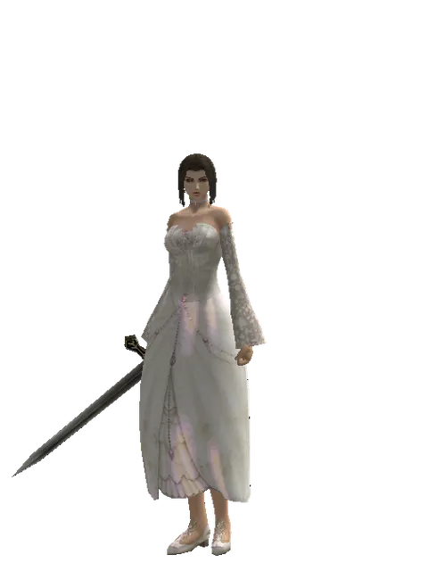 Long Sword on a female Human mystic, front view