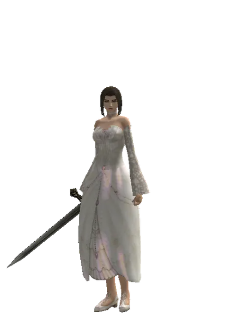 Old Knight Sword on a female Human mystic, front view