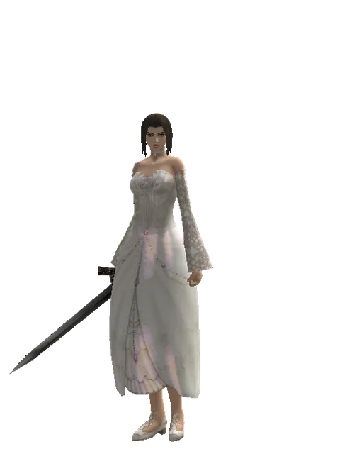 Sword of Sentinel on a female Human mystic, front view