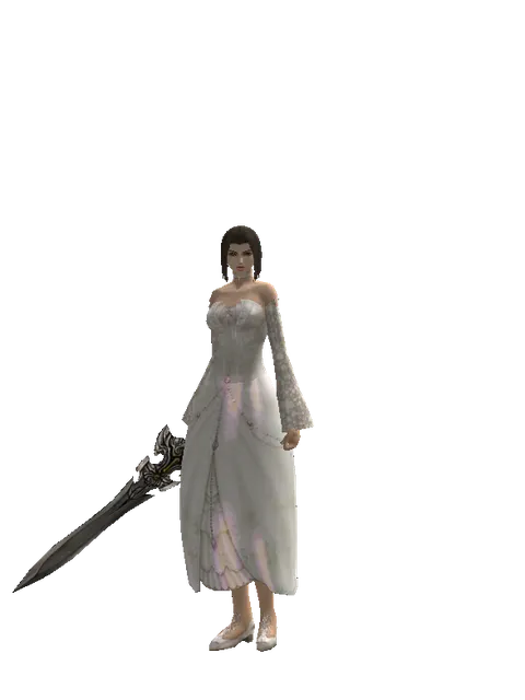Sword of Whispering Death on a female Human mystic, front view