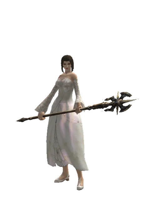 Dasparion's Staff on a female Human mystic, front view