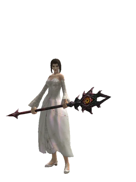 Demon's Staff on a female Human mystic, front view