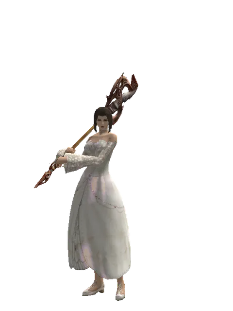Dragon Hunter Axe on a female Human mystic, front view