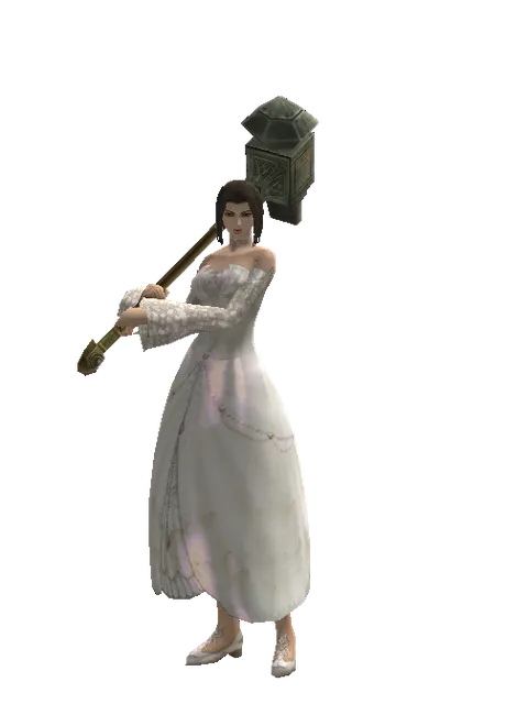 Dwarven Hammer on a female Human mystic, front view