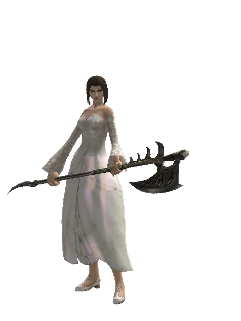 Heavy Doom Axe on a female Human mystic, front view