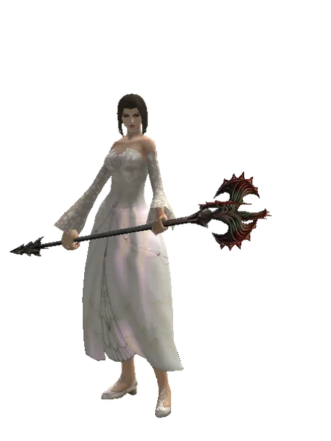 Inferno Staff on a female Human mystic, front view