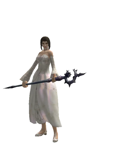 Mystic Staff on a female Human mystic, front view