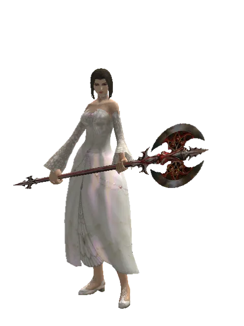 Pa'agrian Axe on a female Human mystic, front view