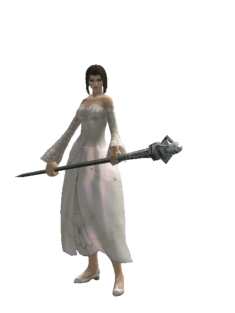 Paradia Staff on a female Human mystic, front view
