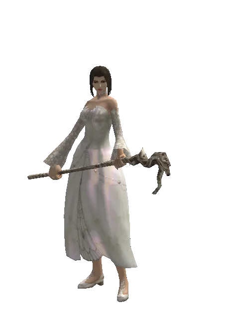 Sage's Staff on a female Human mystic, front view