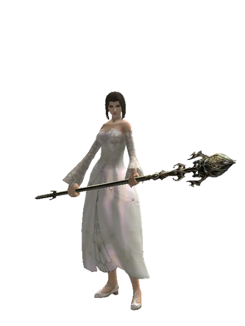 Staff of Evil Spirits on a female Human mystic, front view