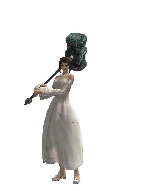 Titan Hammer on a female Human mystic, front view
