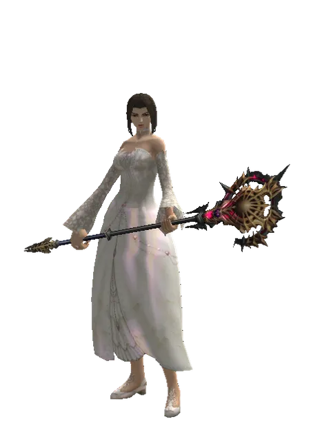 Vesper Staff on a female Human mystic, front view