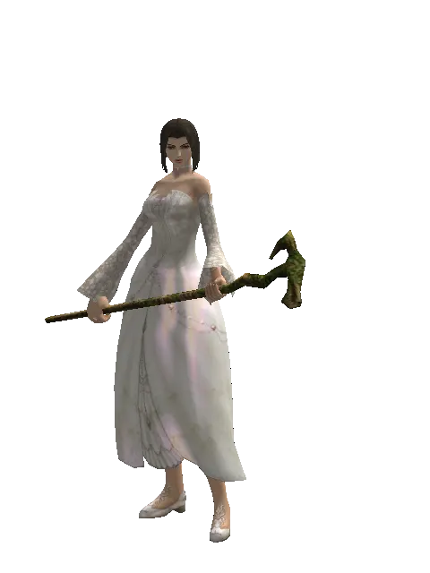 Willow Staff on a female Human mystic, front view
