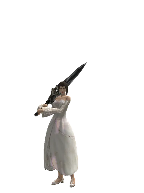 Guardian Sword on a female Human mystic, front view