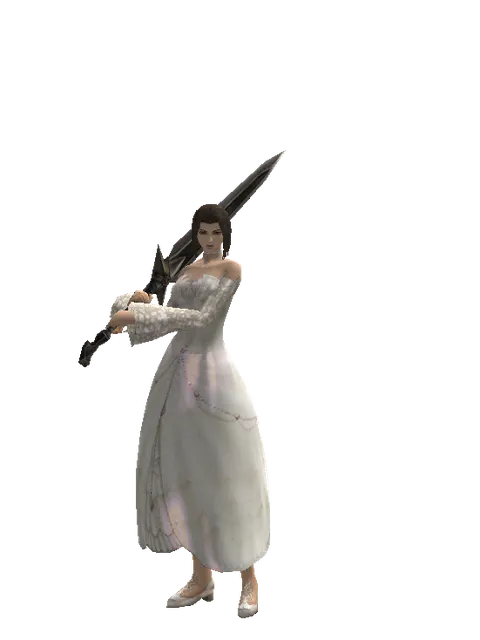 Steel Sword on a female Human mystic, front view