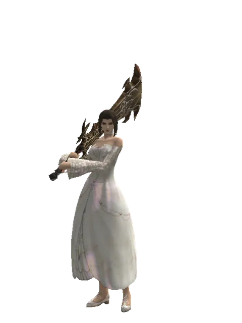 Sword of Ipos on a female Human mystic, front view