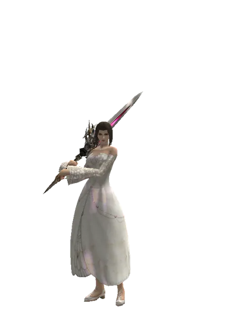 Vesper 2h Sword on a female Human mystic, front view